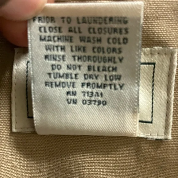 LL Bean Chore Barn Corduroy Trim Khaki Tan Jacket Flannel Lined womens M Petite - Picture 5 of 7